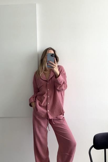 Muślinowe Spodnie Taylor Brudny Róż