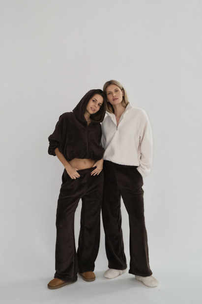 Szerokie Spodnie Dresowe Rene Brązowy Miś