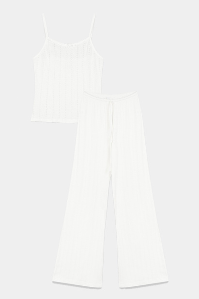 Ażurowy Komplet Rosie Złamana Biel No 2