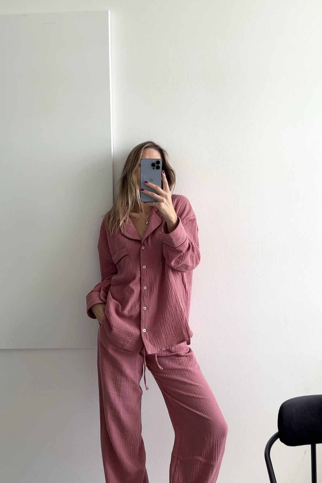 Muślinowe Spodnie Taylor Brudny Róż