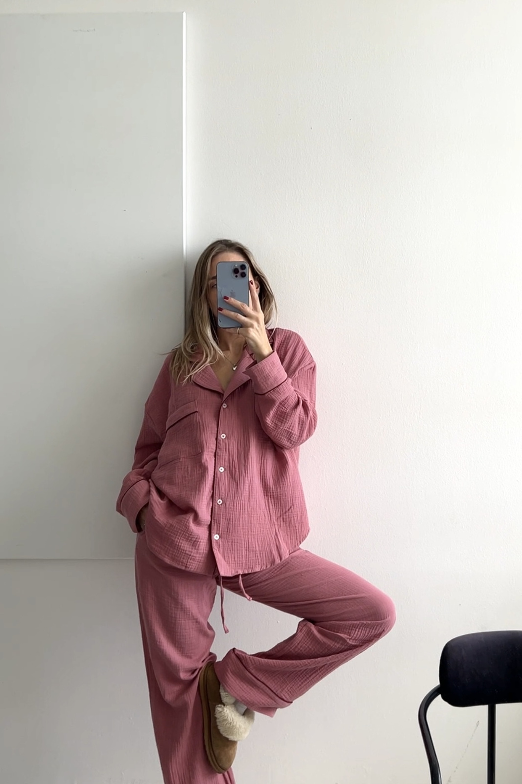 Muślinowe Spodnie Taylor Brudny Róż