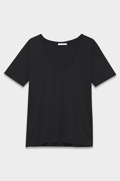 T-shirt V-neck Czarny