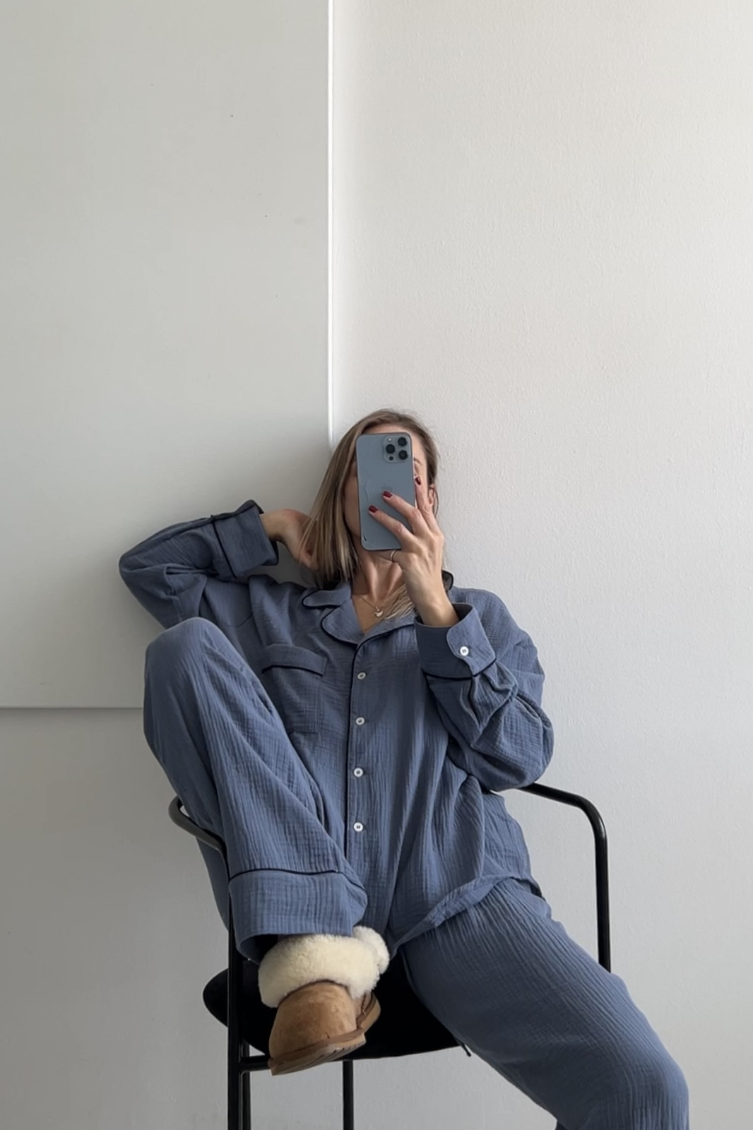 Muślinowe Spodnie Taylor Blue Denim