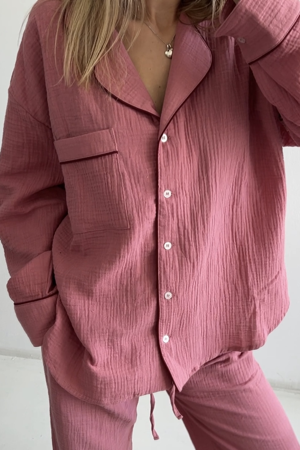 Muślinowa Koszula Taylor Brudny Róż