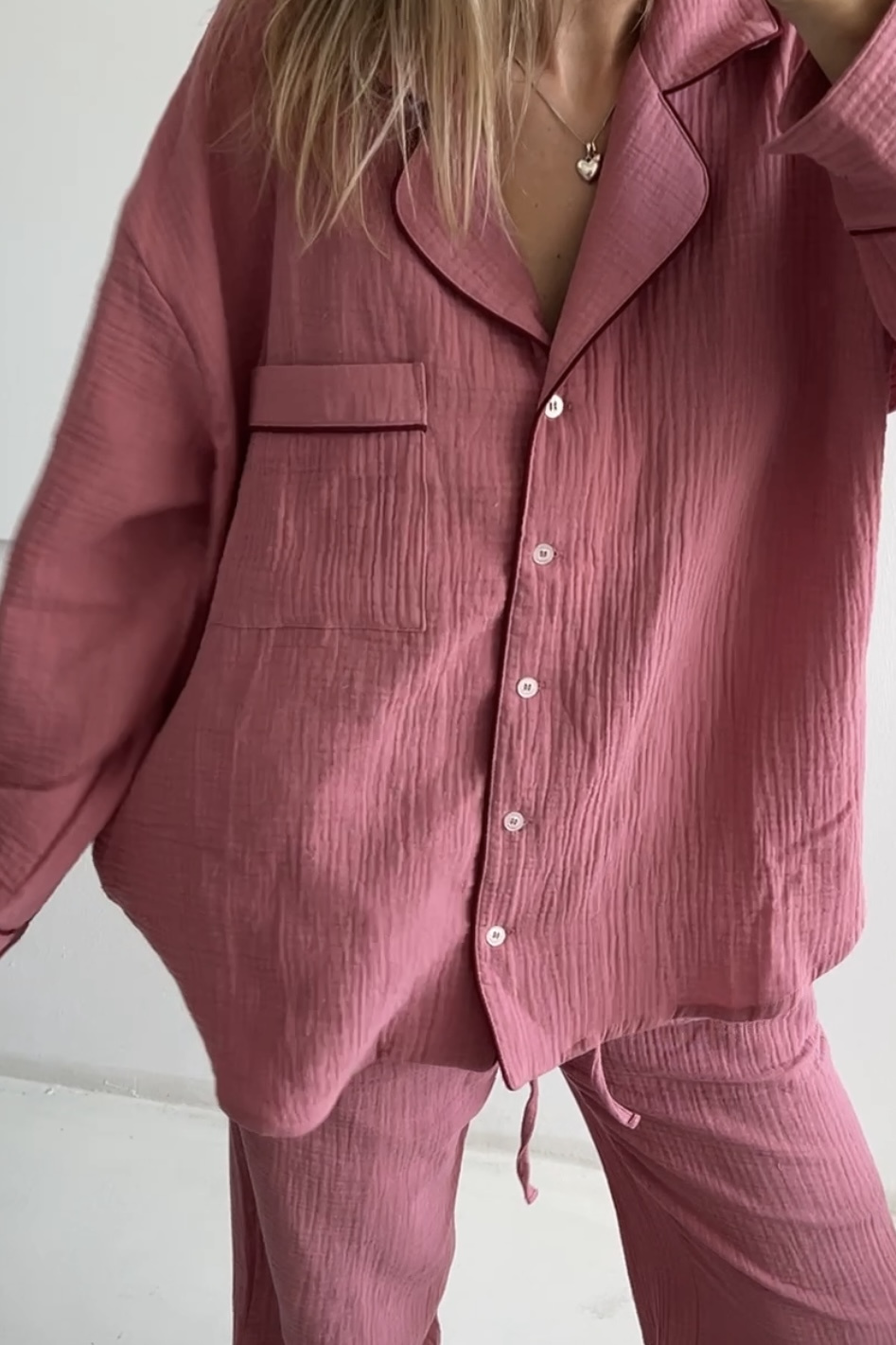 Muślinowe Spodnie Taylor Brudny Róż