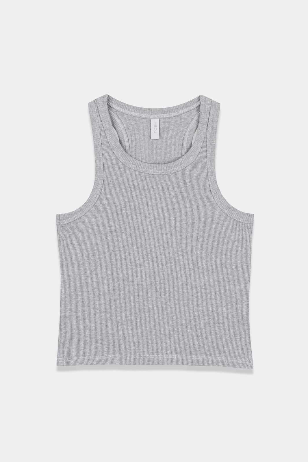 Krótki Top Szary Melange z Rozdarciami