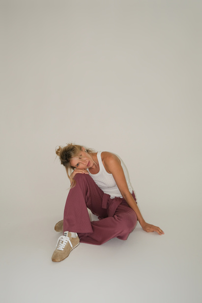 Ażurowe Spodnie Lily Wrzosowe