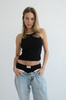 Ażurowy Top Basic Czarny